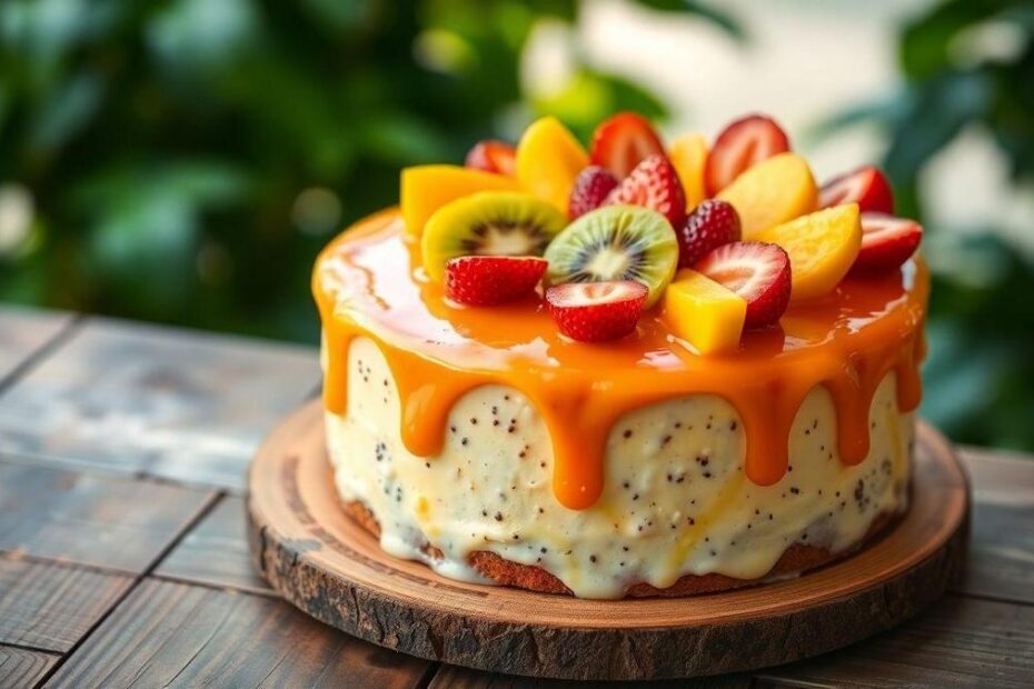 bolo-de-maracuja-com-calda-de-frutas-tropicais-delicioso